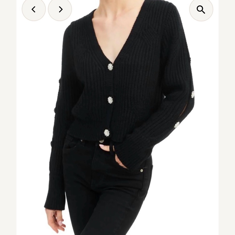 Allison NY Black V-Neck Button Cardigan Sweater